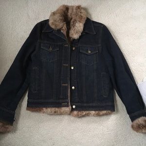Fur Lined Denim Jean Jacket